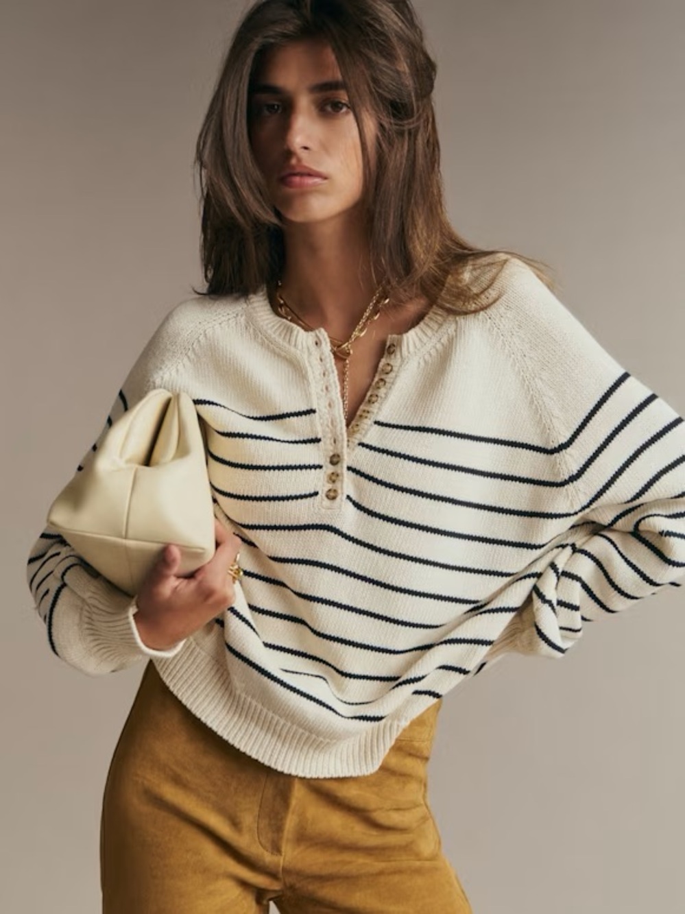 Sezane Leontine 100% Organic Cotton Stripe Pullover Sweater XL
